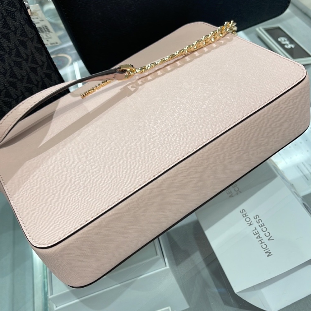 Michael Kors Jet Set Item Large East West Zip Crossbody Leather Powder Blush - Picture 8 of 16